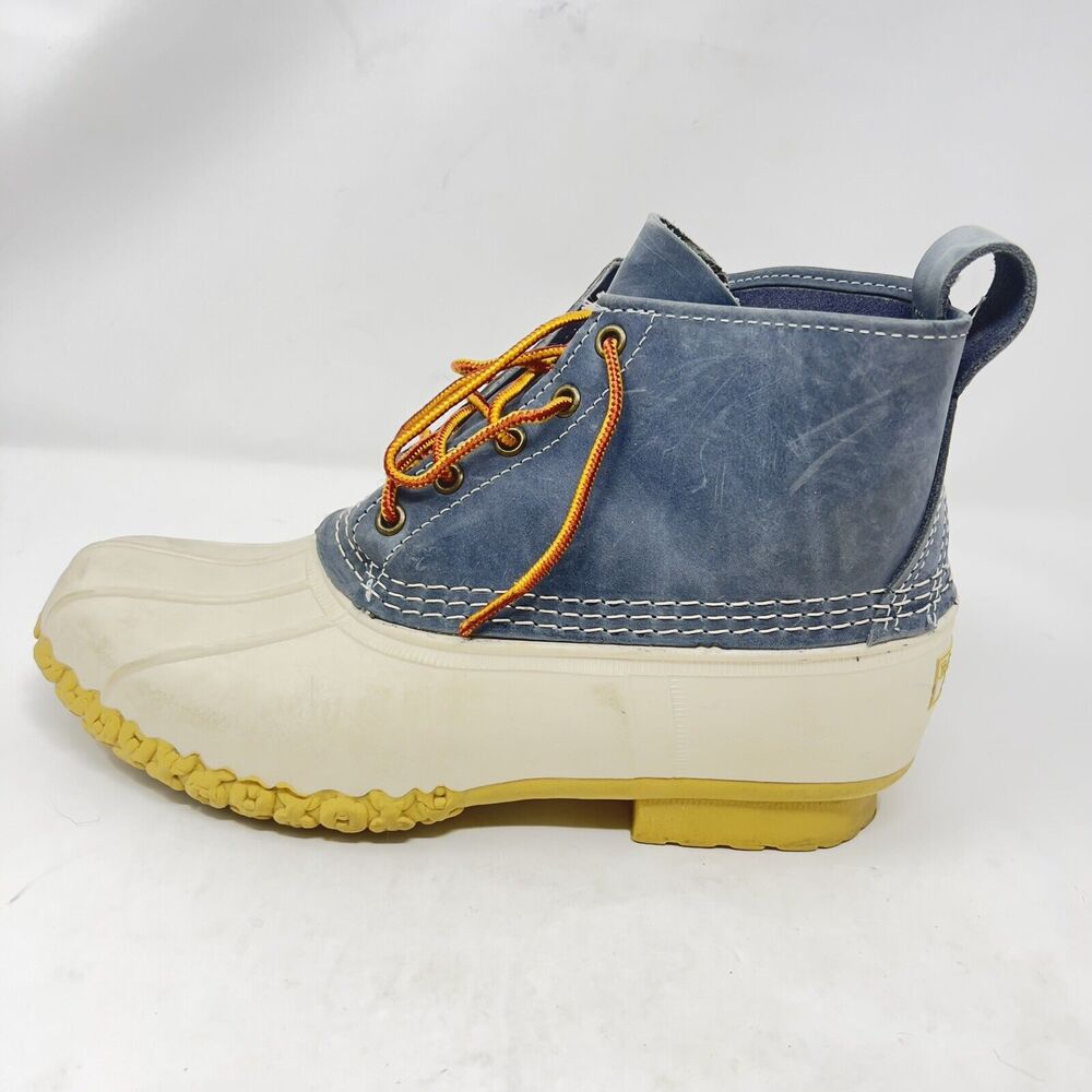 LL Bean Boots  6” Suede Leather Duck White Blue Women's 10 M